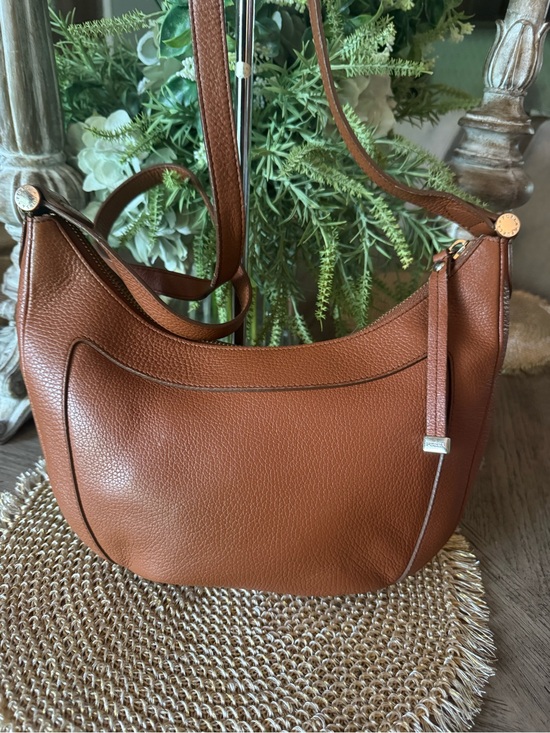 FURLA Pebbled Leather Bag Cognac Color Blends Well w/ All Excellent Condition main image 2